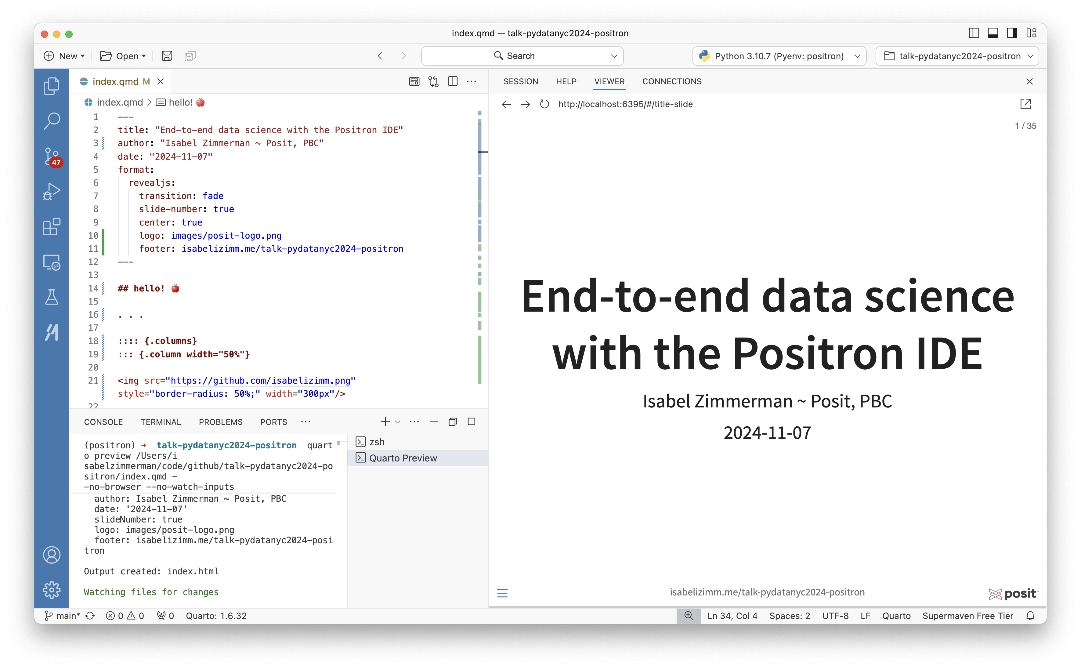 End-to-end data science with the Positron IDE